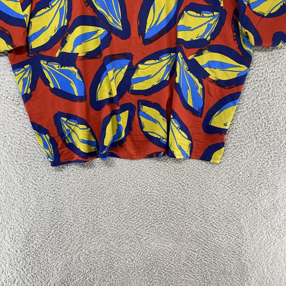 Coreylynncalter Blouse Womens 3X Multicolor Leaf Print Dolman Sleeve Top Boxy - Picture 3 of 13